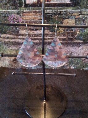 Silver Boho Triangular Earrings